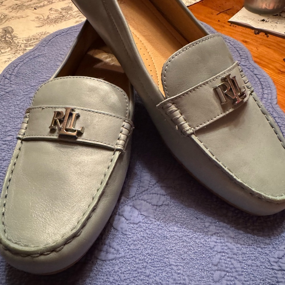 Ralph Lauren Womens Sky Blue Slip-On Loafers